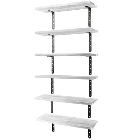 Lavish Home Floating Wood Shelves Set of 6 Shelves for Living Room, Kitchen, Bedroom, or Bathroom Decor 80-FLT-22