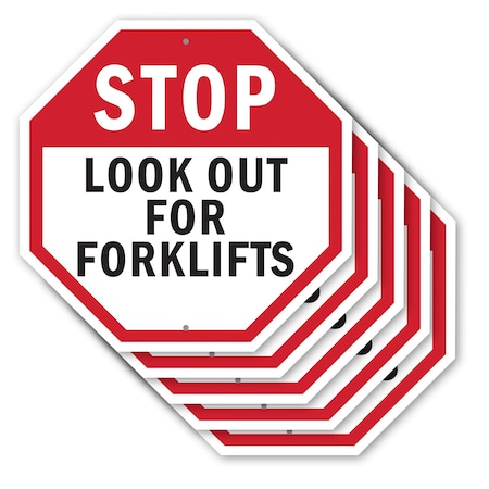 Signmission Stop Look Out for Forklifts, 10 inch X 10 inch, Aluminum Metal Signs, 5PK OC-A-5Pack-10-57