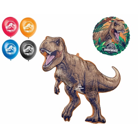 Loonballoon Dinosaur Balloon Set; 31 Inch medium Shape Jurassic World Balloon, Standard Premium Foil Balloon LB-6014