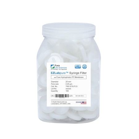 Foxx Life Sciences EZFlow Syringe Filter, 0.22um PP, 13mm, 100PK 37B-2116-OEM