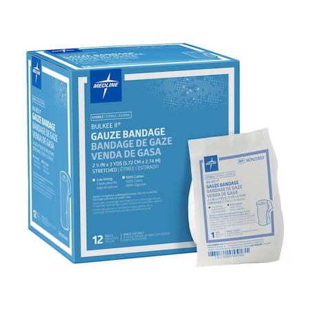 Medline Bulkee II Sterile Cotton Gauze Bandage, 2.25in x 3 yd., 96PK NON25850