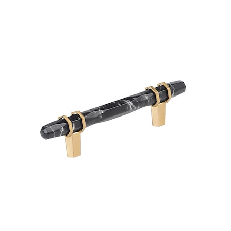 Amerock Carrione 3-3/4 inch 96mm Center-to-Center Marble Black/Champagne Bronze Cabinet Pull BP36648MBKCZ