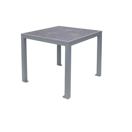 Bfm Seating Surf Inlay 4-Leg Bolt-Down Table 32x32 - Pietro Top - Soft Gray Frame - Umbrella hole optional PH4L3232PRSG