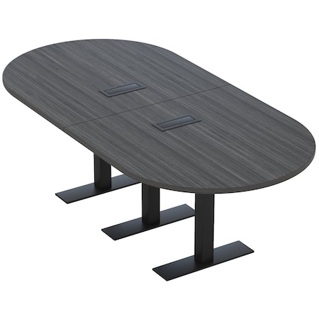 Skutchi Designs 8ft Racetrack Conference Table With Power | Harmony Series | 8 Person Meeting Room Table HAR-RAC-48X96-T.BK-WA7949-EBLK