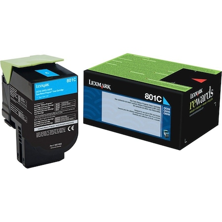 Lexmark 801C Cyan Toner Cartridge 1K YLD 80C10C0