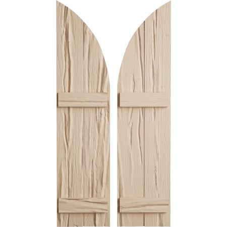 Ekena Millwork Riverwood 2 Board Joined Board-n-Batten w/Quarter Round Arch Top Faux Wood Shutters, 11W x 76H, PR SHUBJQ11X76RWPR