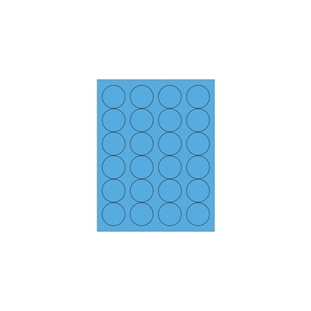 Bubblefast 1 2/3'' Fluorescent Pastel Blue Circle Laser Labels-24 Labels per Sheet BFLL196BB
