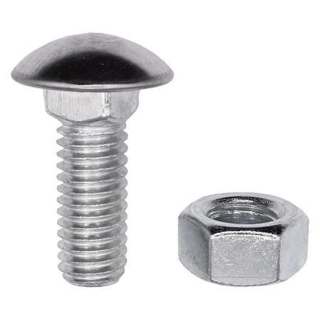 Auveco 7/16in-14 x 1 1/4in Stainless Steel Capped Round Head Bumper Bolts with Hex Nuts, 10PK 3099
