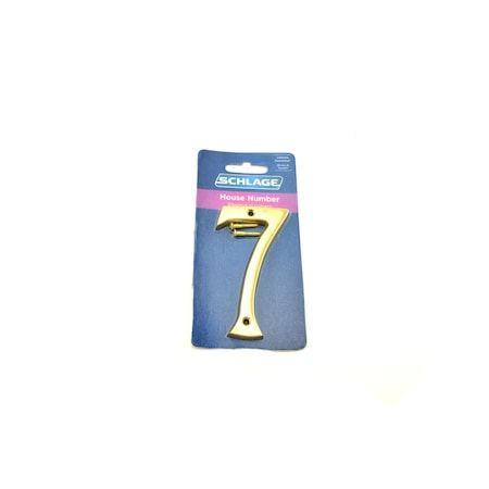 Schlage Residential Solid Brass Carded Classic House Number 7 Bright Brass Finish SC23076605
