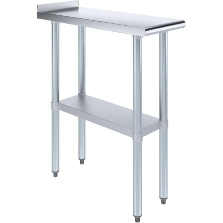 Amgood 30 in. x 12 in. Stainless Steel Work Table, Narrow Filler Table with 1.5 in. Backsplash for AMG WT-3012-BS-Z