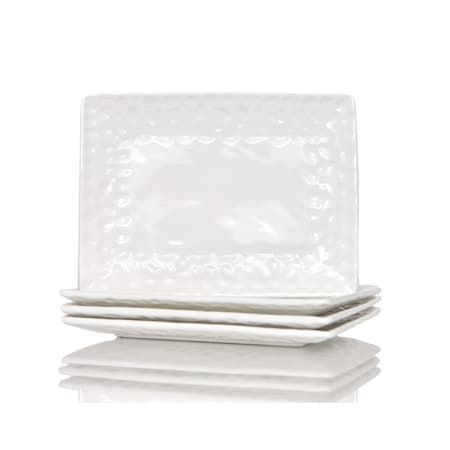 Homeroots White Six Piece Rectangle Pebbled Porcelain Service For Six Dinner Plate Set 483520
