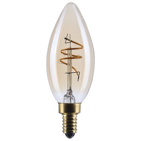 Satco 3.5 Watt C11 LED 2000K CCT Candelabra Base Clear Glass Amber Coil Filament Dimmable 120 Volt S14218