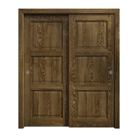 Sartodoors Sliding Closet Bypass Doors 36 x 84 inches, Ego 5010 Marble Oak, Rails Hardware Set, Wood Solid B EGO5010DBD-DMR-3684