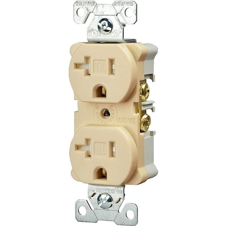 Eaton Wiring Devices Straight Blade Receptacle, 5-20R, 20 A, 125V AC, 2 Pole, 3 Wire, Flush Mount, Grounded TRBR20V-BXSP