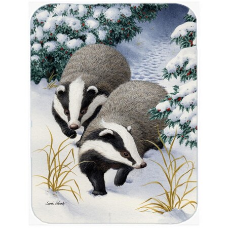 Carolines Treasures Badgers On The Move Glass Cutting Board- Large ASA2038LCB