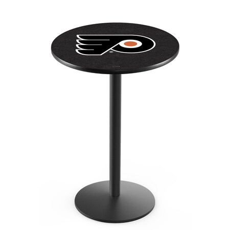 Holland Bar Stool Co 36" Blk Wrinkle Philadelphia Flyers Pub Table, 36" dia. Top L214B3636PhiFly-O