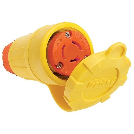 Pass & Seymour Locking Connector, Non-NEMA, 20 A, 125/250V AC, Single Phase, 3 Pole, Screw Terminals, Yellow 27W08AM