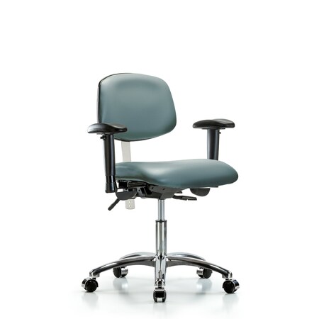 Blue Ridge Ergonomics Vinyl Clean Room Chair, Adjustable Arms BR-NCR-VDHCH-CR-T1-A1-CC-8822