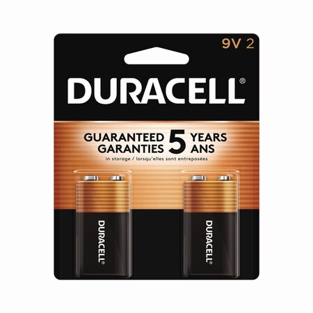 Duracell CopperTop Alkaline 9V Batteries, PK2 PK MN1604B2Z