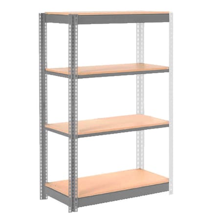 Global Industrial 4 Shelf Standard Duty Boltless Shelving Add On 36"Wx24"Dx60"H, Wood Deck B3153537
