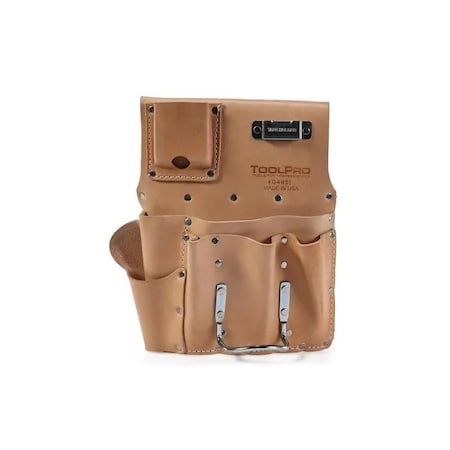 Toolpro Pouch, 8 Pocket Top Grain Leather Drywall Pouch Right Handed, Leather TP00485