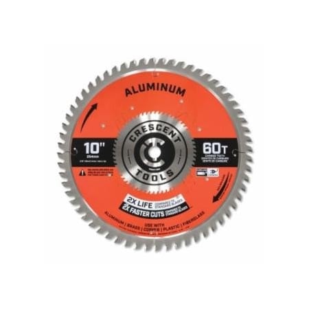Crescent Aluminum Circular Saw Blade, 5/8 in dia Arbor, 60 Teeth, 10 in dia Blade, Thick, 5 EA/PK, 5PK 181-CSBAK-1060