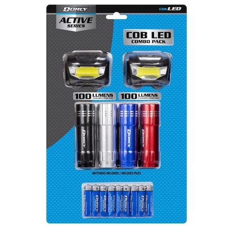 Dorcy Active 100 lm Assorted LED Flashlight/Headlight Combo Pack AAA Battery 416539