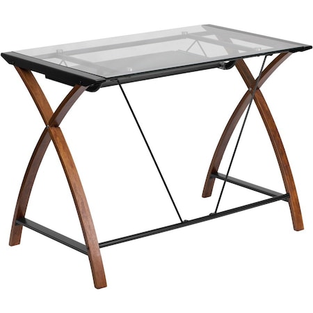 Flash Furniture Computer Desk Glass Top Cherry Desk, 23-1/2" D X 29" H, 39-1/4" W X Laminate, Table Top: Glass NAN-JN-2824S-GG