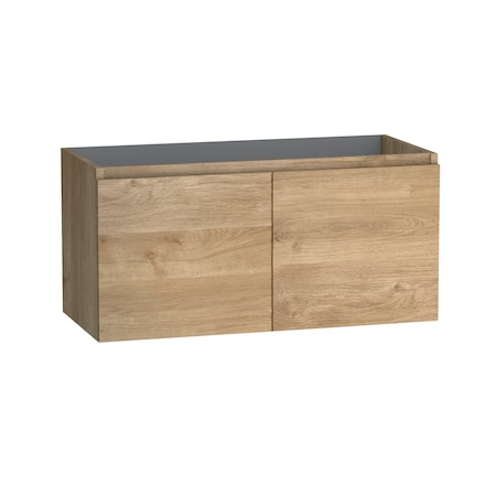 Homeroots 36" Oak Wood Freestanding Bathroom Vanity With White Sink And Two Drawers 627431