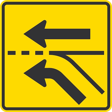 Lyle Entering Roadway Added Lane Left, 30x30, Diamond Grade, Yellow G-15018-DG_30x30