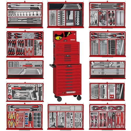 Teng Tools 1033 Piece PRO35 26 Inch Wide Red Mega Master Hand Tool Kit - TKS26R1033T