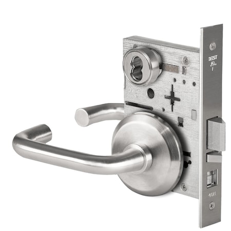 Best Grade 1 Office Mortise Lock, 3 Lever, S Rose, SFIC Housing Less Core, Satin Chrome 45H7A3S626