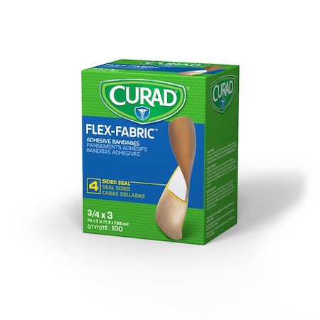Medline CURAD Flex-Fabric Adhesive Bandages, 3/4in x 3in Strips, Bulk Packaged (No Inner Boxes), 8100PK NON25650B
