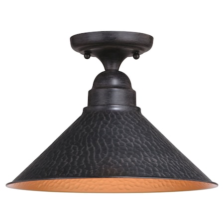 Vaxcel Outland Hammered Metal Bronze Rustic Outdoor Semi Flush Mount Ceiling Light T0667