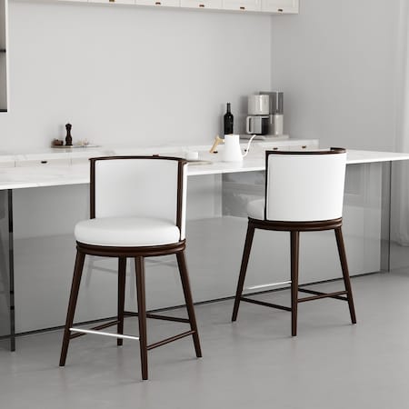 Manhattan Comfort Evalyn Counter Stool  in White - Set of 2 2-CS021-WH