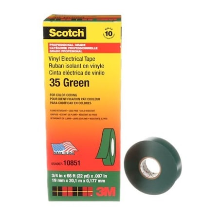 3M Vinyl Color Coding Electrical Green, 10PK 35-3/4X66FT-GN