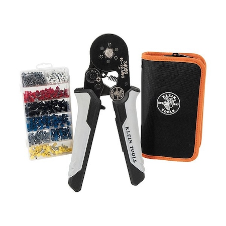 Klein Tools Hand Crimper Kit, 7 in L, Steel, 1.96 lb 34061