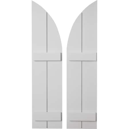 Ekena Millwork Smooth 2 Board Joined Board-n-Batten w/Quarter Round Arch Top Faux Wood Shutters, 11W x 66H, PR SHUBJQ11X66SMPR