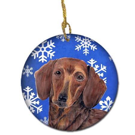 Carolines Treasures Dachshund Winter Snowflakes Holiday Ceramic Ornament SC9368-CO1