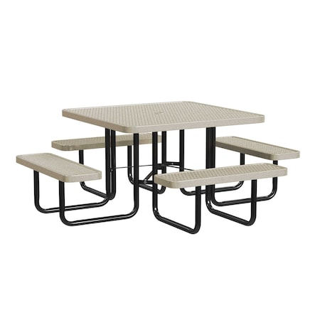 Leisure Craft Square Portable Picnic Table, Sandstone, 46 in L T46SQP-SANDSTONE