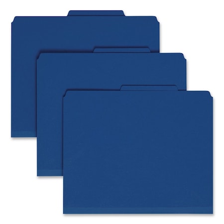 Smead Colored Top Tab Folders, Expands 2", 2 Dividers, 6 SafeSHIELD Fasteners, Letter, Dark Blue, 10PK 14200