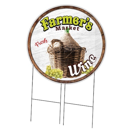 Signmission Corrugated Plastic Sign With Stakes 36in Circular-Farmers Market Wine, C-36-CIR-WS-Wine C-36-CIR-WS-Wine