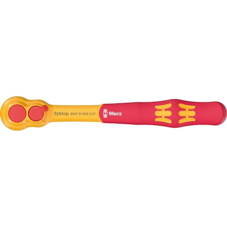 Wera 8007 B VDE Zyklop ratchet, insulated, with switch lever, with 3/8 in drive, 3/8 in x 222 mm 5004966001