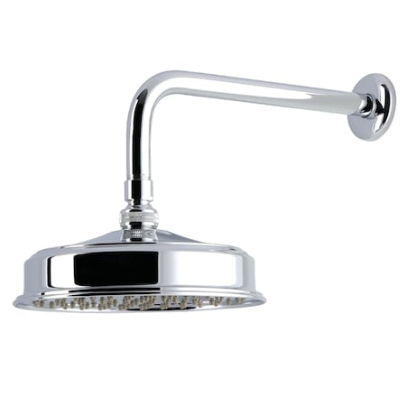 Kingston Brass 8" Round Raindrop Brass Shower Head with 12" Shower Arm, Polished Chrome K324K31