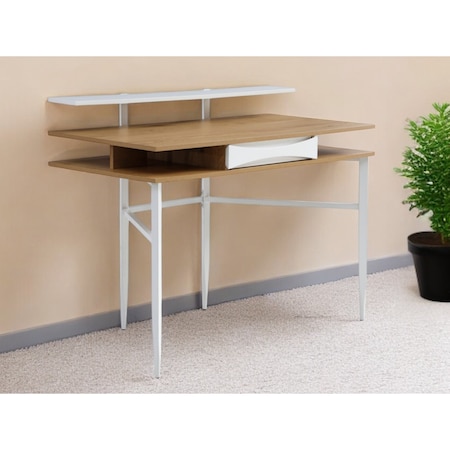 Homeroots 43" Natural and White Writing Desk 543761