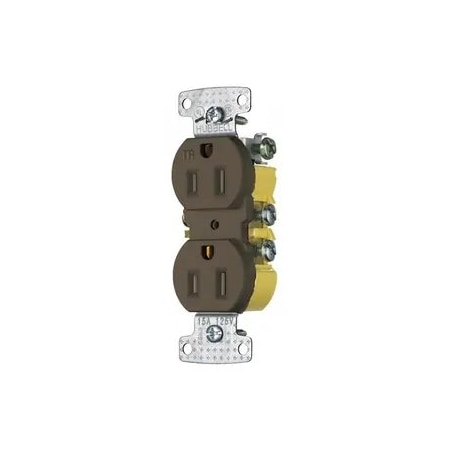Hubbell Wiring Device-Kellems Straight Blade Receptacle, 5-15R, 15 A, 125V AC, 2 Pole, 3 Wire, Surface Mount, Grounded DR15ST