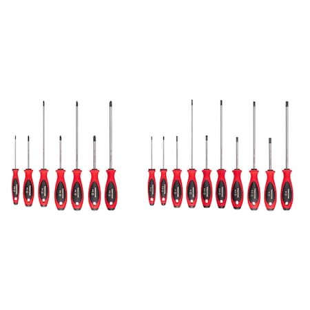 Tekton Phillips and Slotted Screwdriver Set - 4, 8 Inch Shanks, 17-Piece (#0 - #3, 3 - 8 mm) DWZ90016
