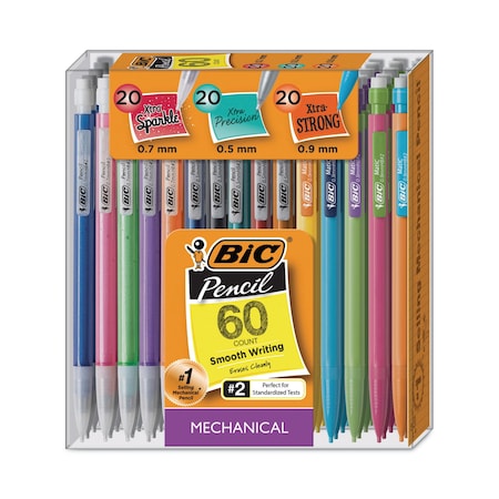 Bic Mechanical Pencil Variety Pack, Assorted Graphite Diameters, HB #2, Black Lead, Assorted, 60PK WX7TG026-BLK