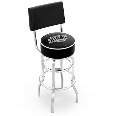 Holland Bar Stool Co 25" Chrome 2-Ring Los Angeles Kings Swivel Bar Stool, Back L7C425LAKing