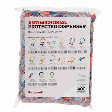 Honeywell Howard Leight MAXIMUM Disposable Earplugs Dispenser Refill, Foam, Bell, 33 dB NRR, Corded MXM-30-REFILL